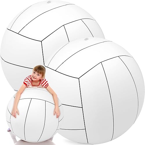 Miniatura 8 de Libima Pelotas inflables gigantes de voleibol de playa de 27 pulgadas, pelota deportiva inflable, voleibol blanco, juegos de piscina, juguetes para