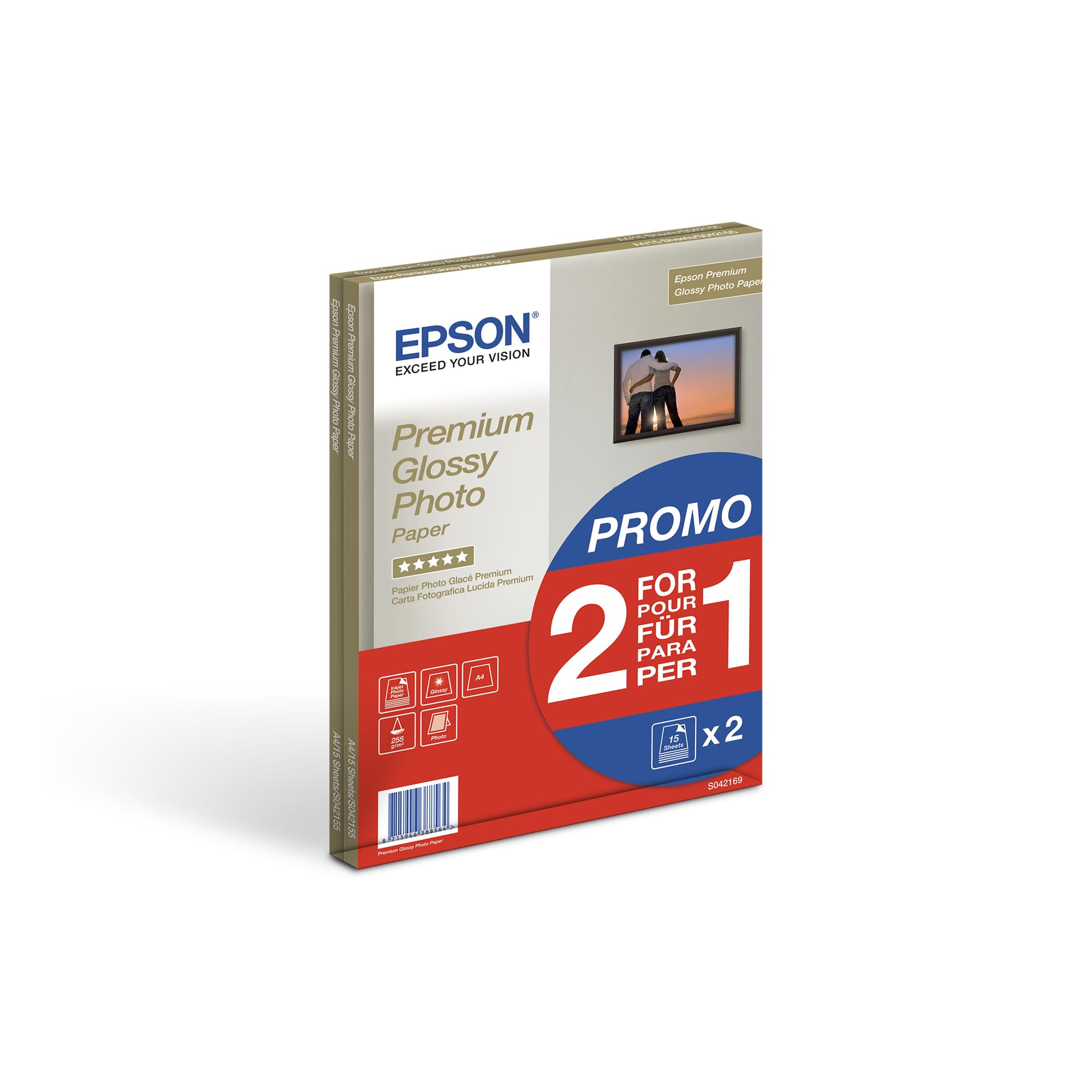 Papier photo A4 brillant Epson Premium 255 g/m2 30 feuilles