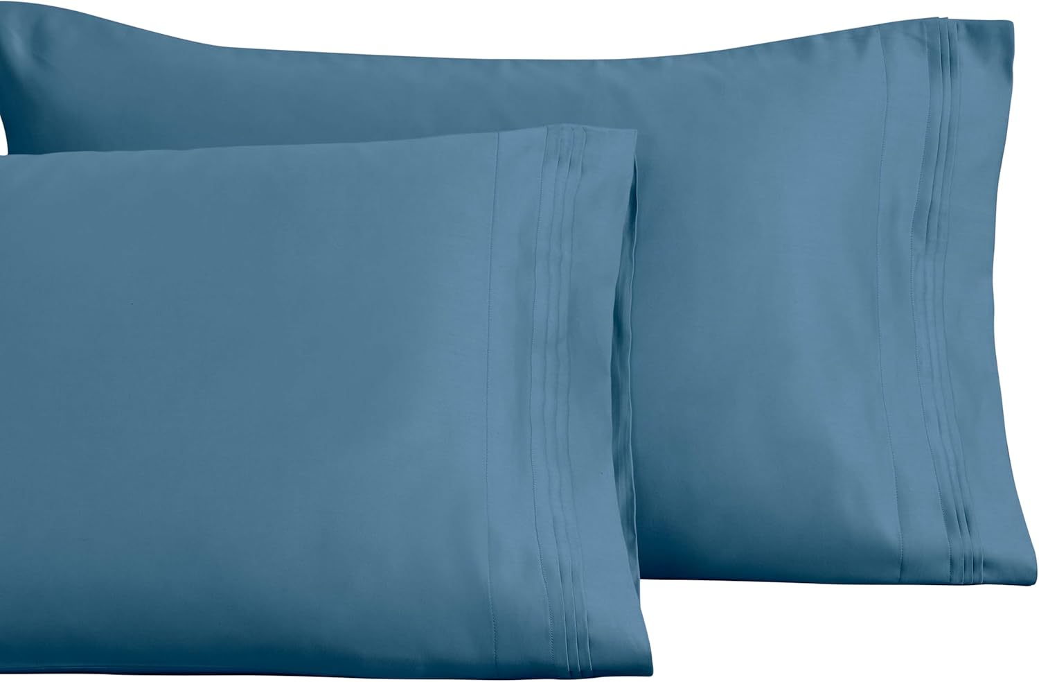 Superior 100% Egyptian Cotton 1000 Thread Count Pillowcases, Set of 2 Pillow Cases, Modern Luxury Pillow Case Cover, Comfort Basics, Essentials, Bed Accents, 2 Pack - Standard Size, Medium Blue
