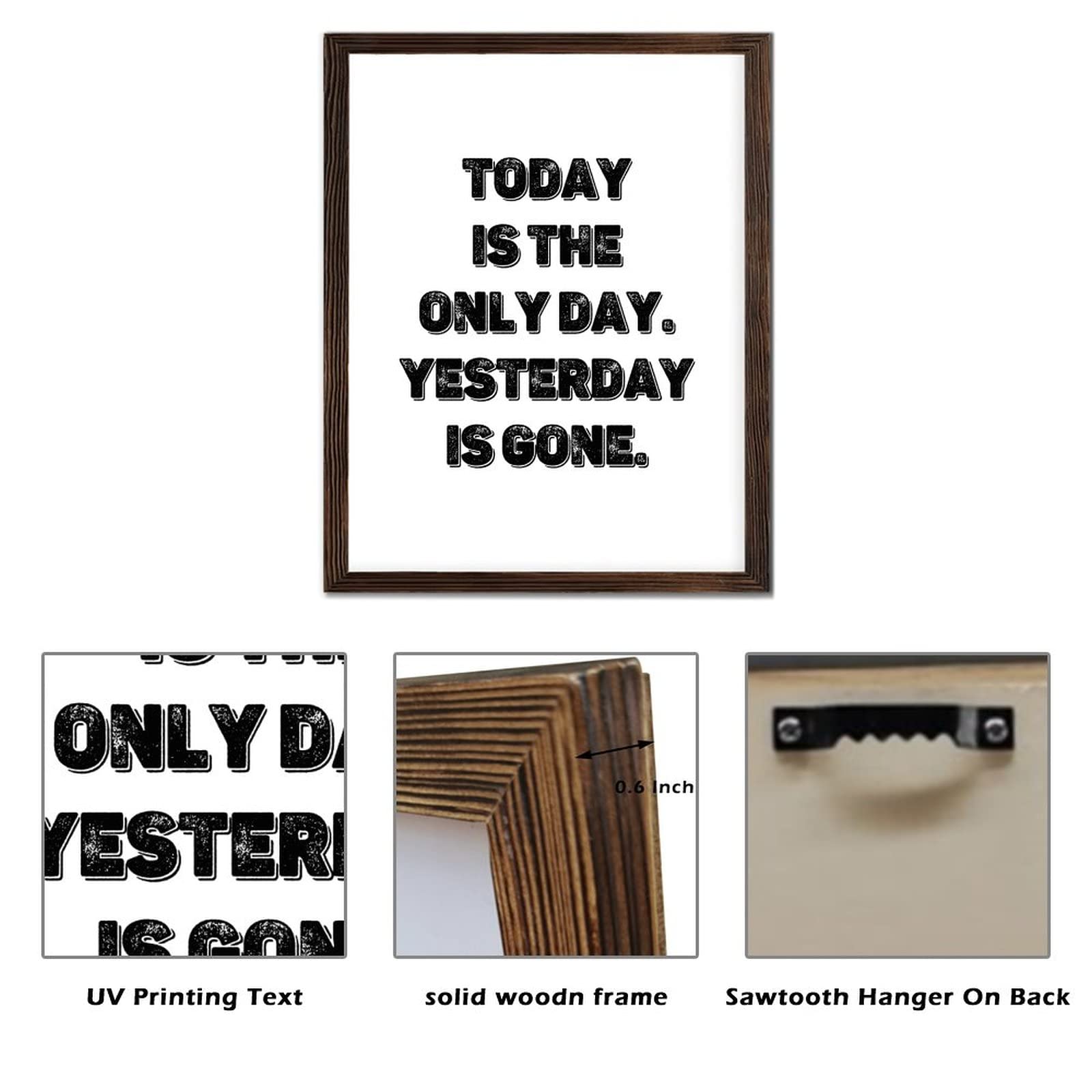 Targa In Legno 'One Day You Will Tell The Story' - Decorazione Ispirazionale Per Scrivania E Casa, 10x10 Cm - 3