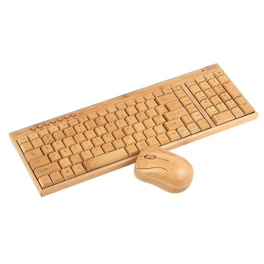 VIRZA TRADE Wireless Wooden Keyboard and Mouse Wooden Wired Keyboard (Renewable Bamboo Wood) eco Friendly Compatible with All Software