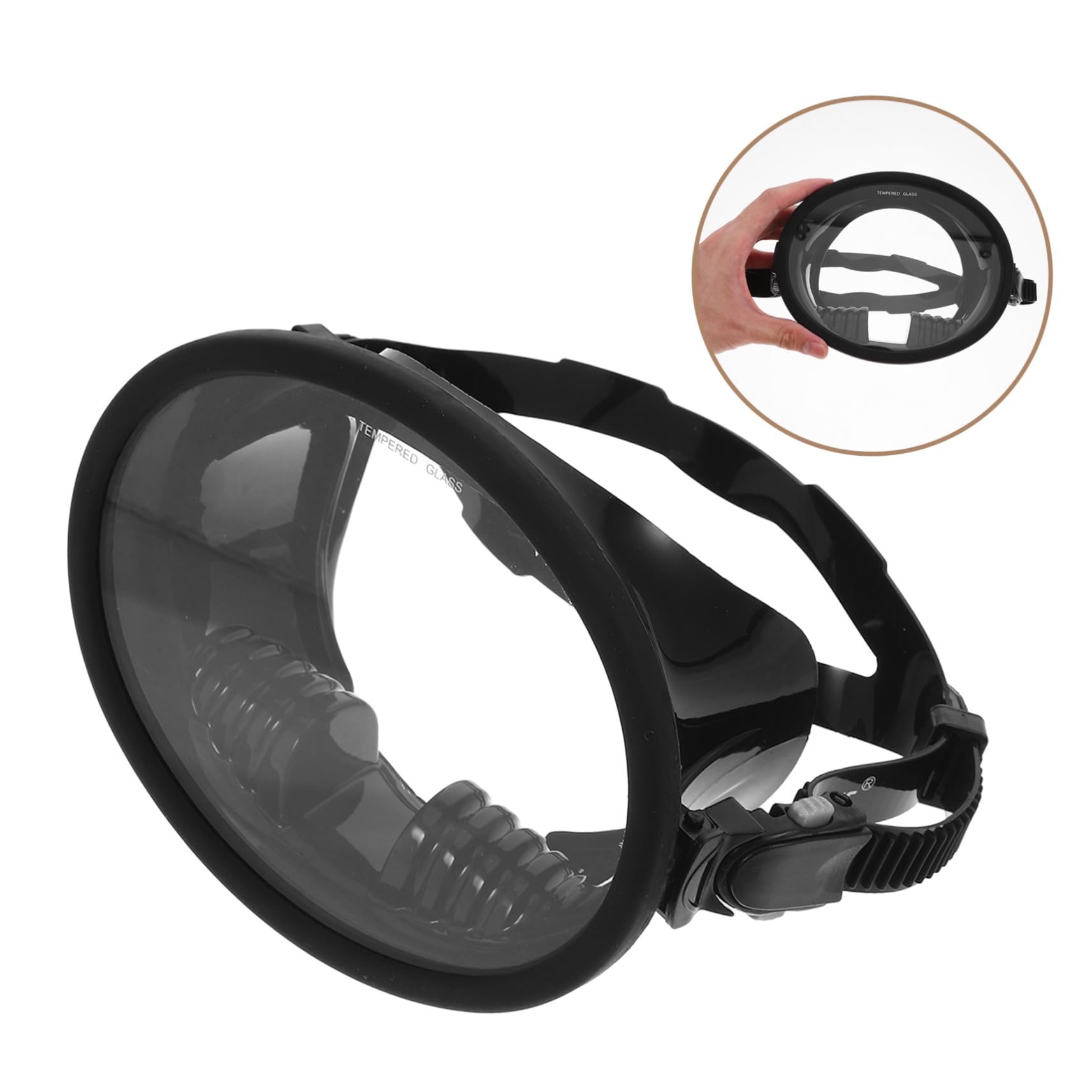 Maschera Sub Antiappannamento a Visione Larga in Silicone Nero | Lente in Vetro Temperato, Adatta per Immersione e Nuoto, Vestibilità Confortevole Tenuta Anti-perdita