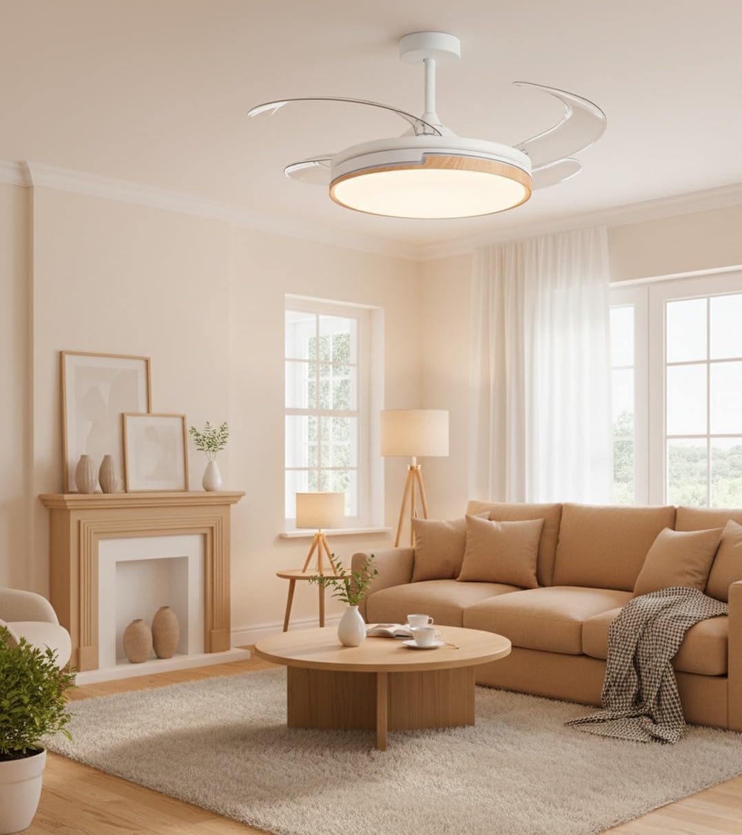 BEL AIR HOME Ventilador de Techo ROBIN, Blanco Madera