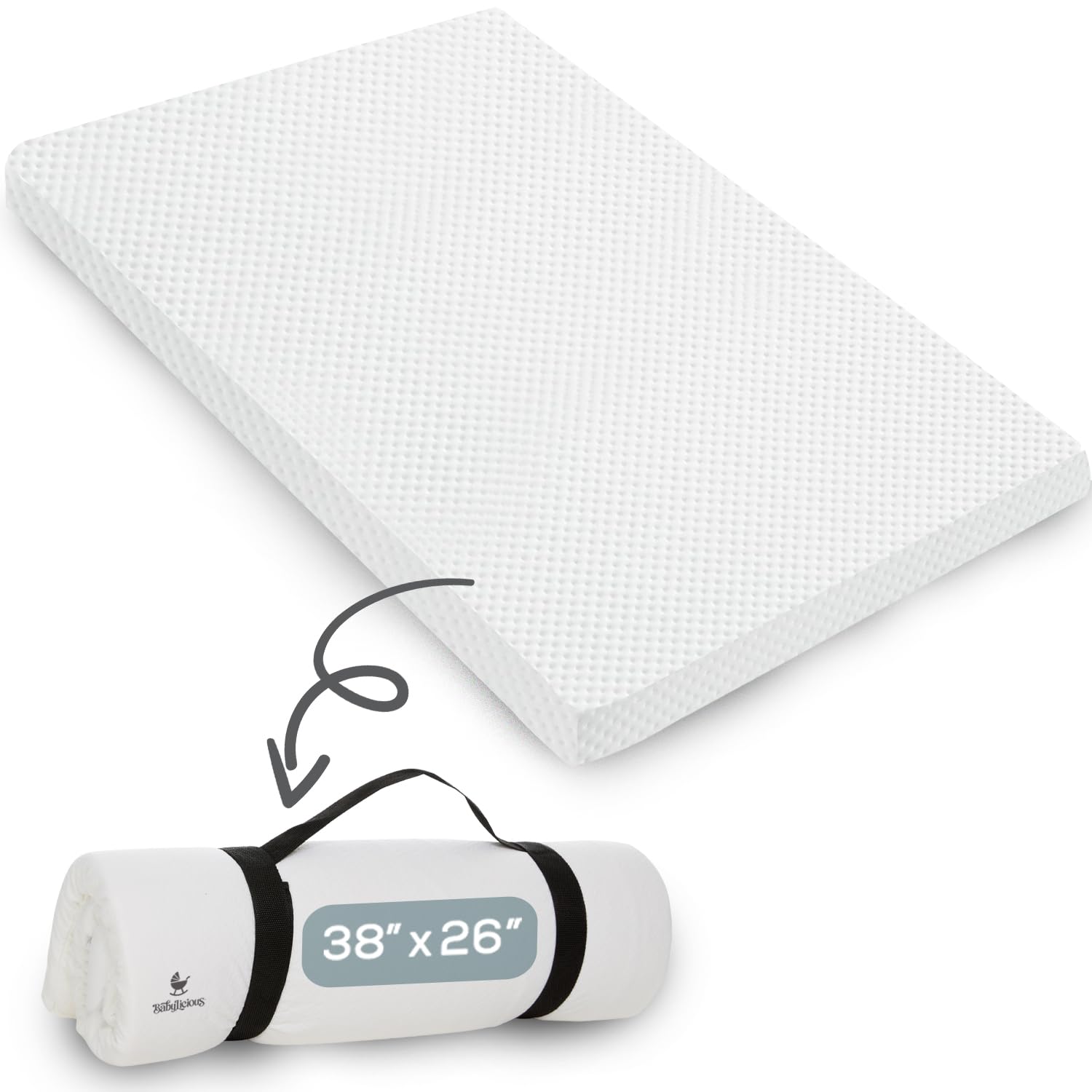 Pack and Play Mattress Pad 38" x 26" Waterproof Roll Up Memory Foam Topper