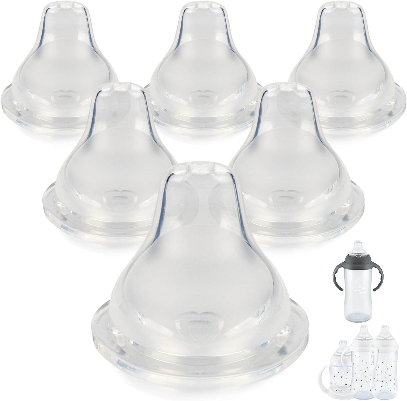 Sippy Cup Nipples for NUK Active Sippy Cup and Learner Cup,Variable Flow, Silicone Replacement Nipple,6+ Months,6 Count