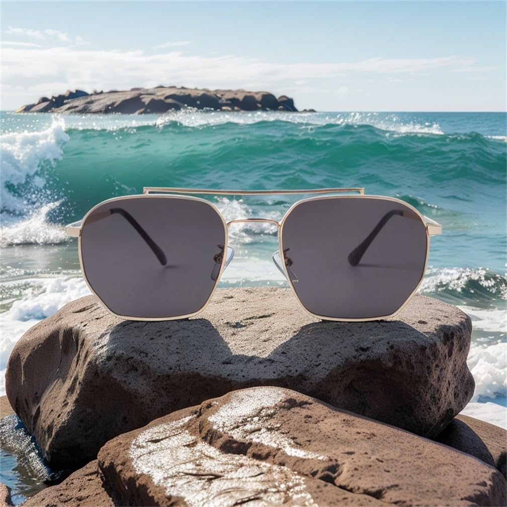 ADE WU Retro Aviator Sunglasses for Women,Trendy Lightweight Square Metal Frame Uv400 Protection Sun Glasses - Image 4