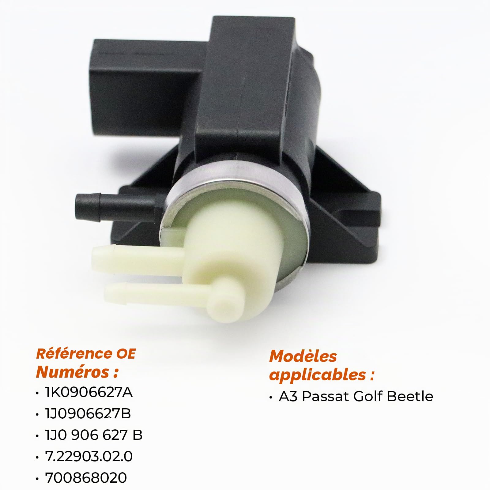 Électrovanne de pression, électrovanne de pression turbo compatible avec A3 Passat Golf Beetle 1J0906627B 1K0906627A 1K0906627B