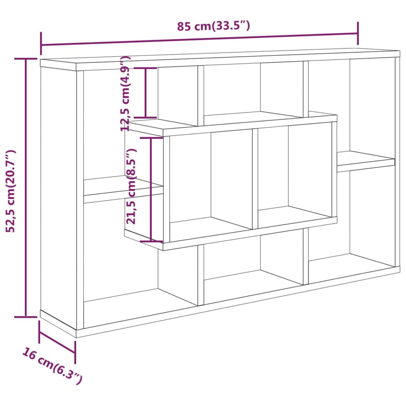 BaraSh Estantería de Pared contrachapada Roble Sonoma Estanterias De Pared 85x16x52,5 cm