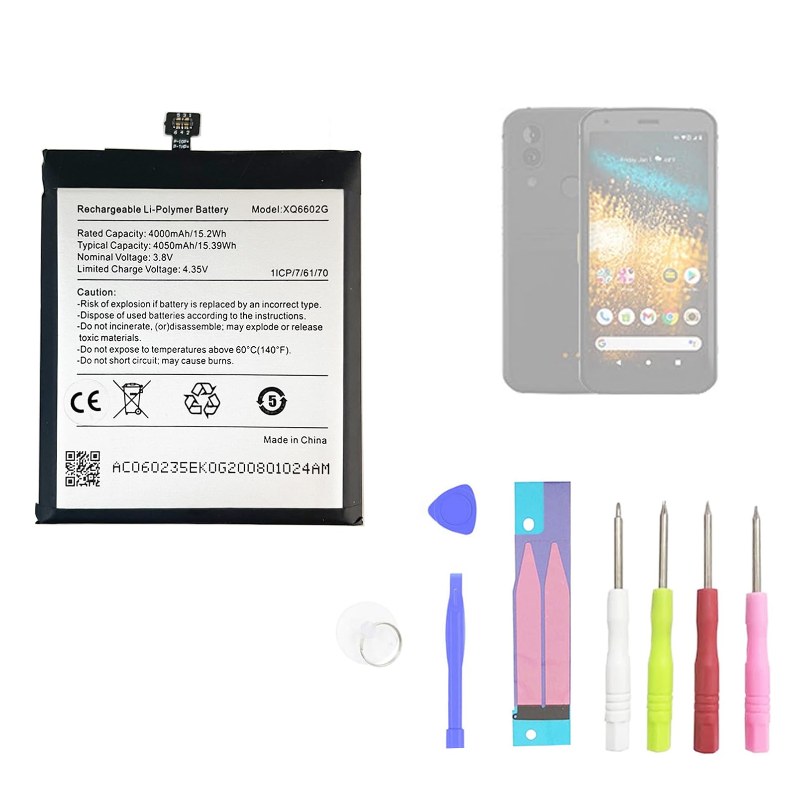 Batterie XQ6602G de rechange pour smartphone Cat S62 - 8