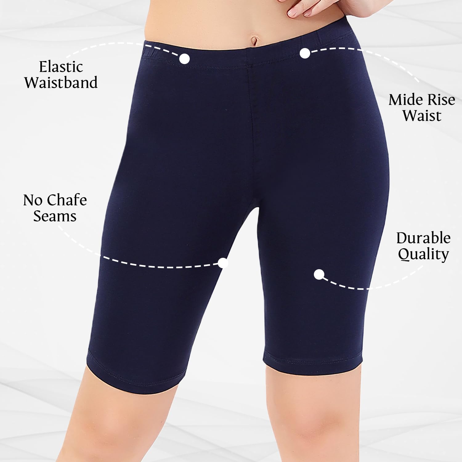 TRASA Women's Cotton Fashion Biker Workout Cycling Shorts, Navy - 3XL 1
