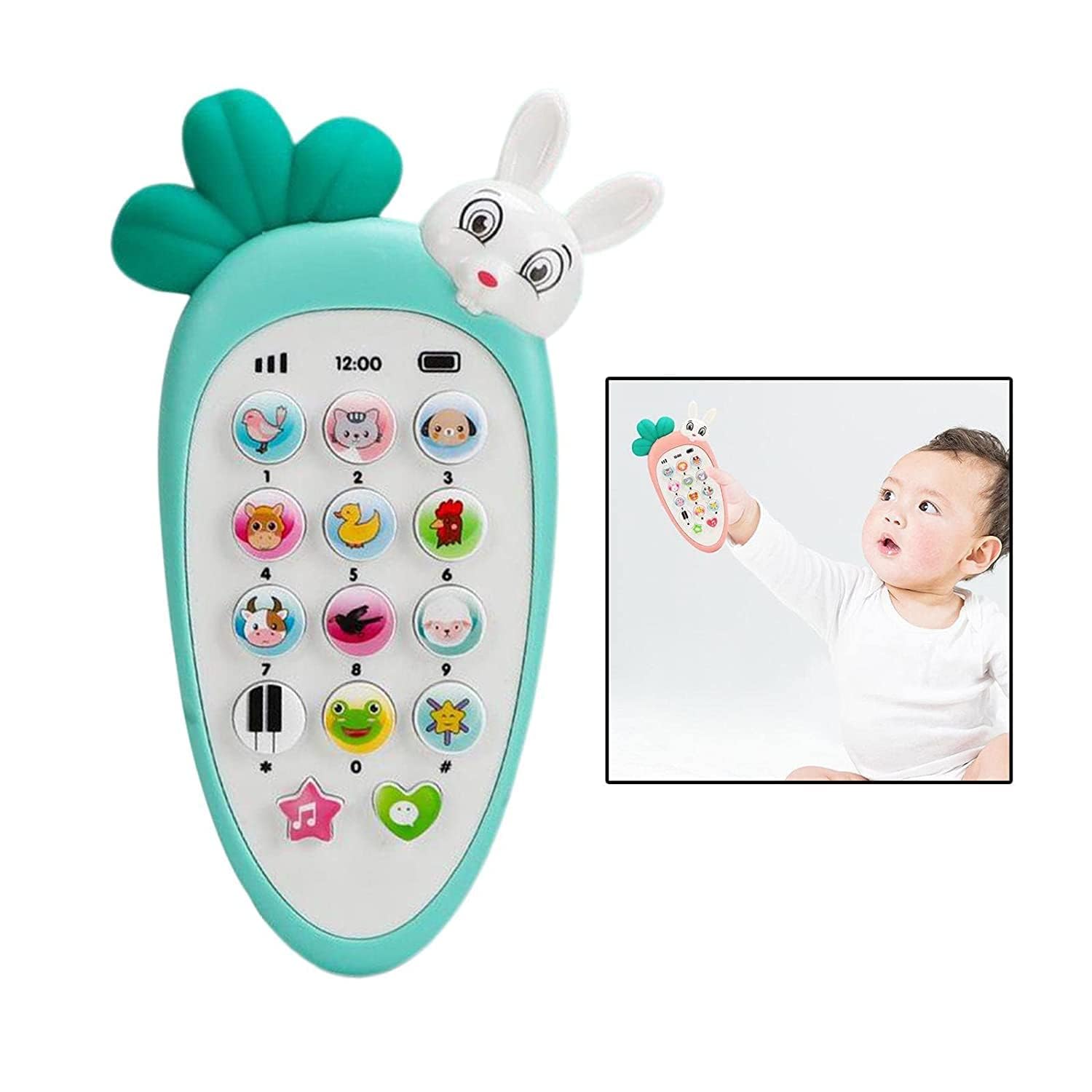 Magic Providers Radish Style Cute Rabbit Face Pretend Play Cell Phone Toy for Kids, Toddlers with Music, Ringtones, Lights - Birthday Party Favors and Gifts for Girls(Multicolor) 2