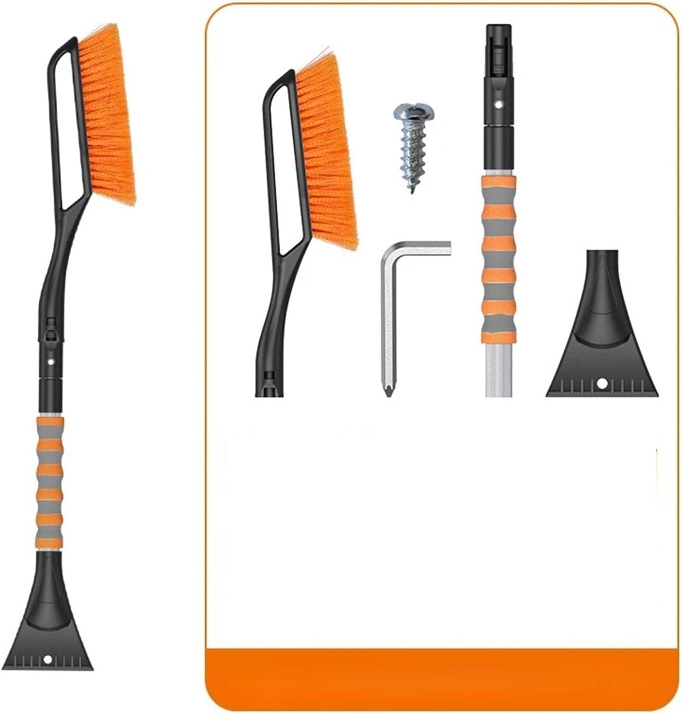 2-in-1 Removable Telescopic Car Snow Brush Winter Automotive Supplies Multi-Purpose Mounted Shovel(Red 1PC)