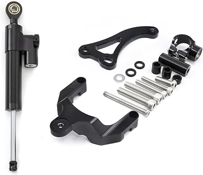 PROCNC Motorcycle CNC Aluminum Steering Damper Stabilizer Mounting Bracket Kit Fit for Suzuki GSXS750 2017 2018 2019 2020 2021 2022 2023 Black+Black