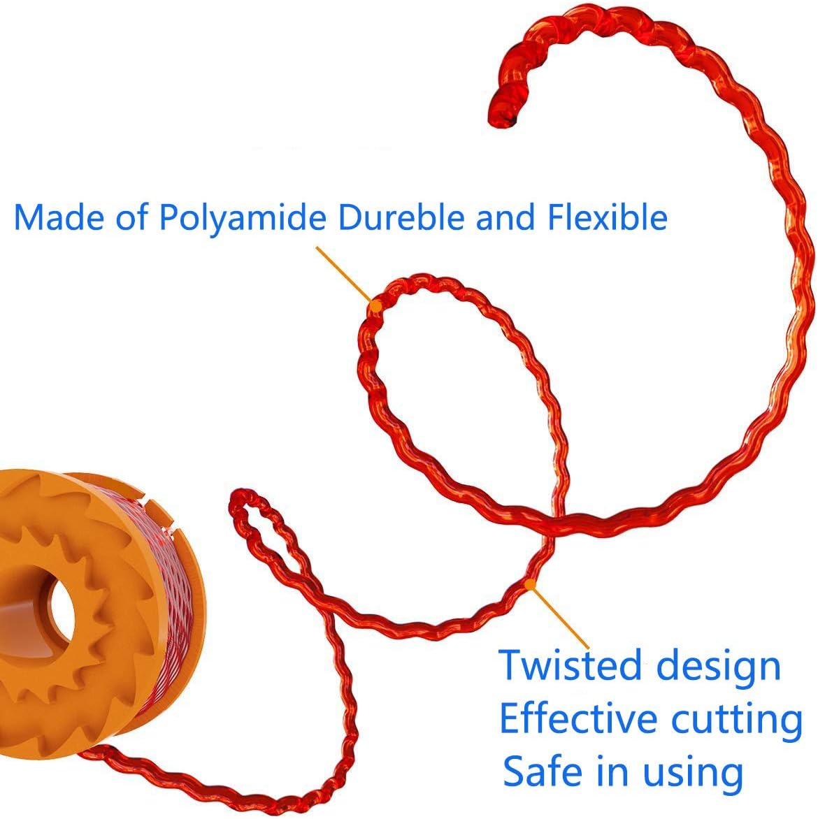 WA0010 Trimmer Replacement Spool Line, Compatible with Worx Trimmer spools Weed Eater String for Electric String Trimmers，Weed Wacker Spool Replacement Parts,(10ft 0.065",8 Pack Line,2 Cap)