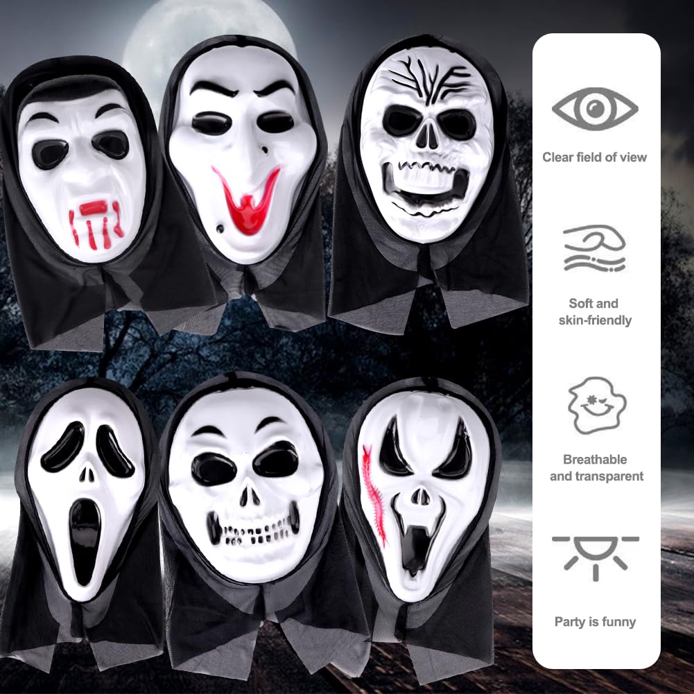 Halloween Scary Masks, 6 PCS Scream Masks for Adults/Kids, Skull Cosplay Mask - Image 3