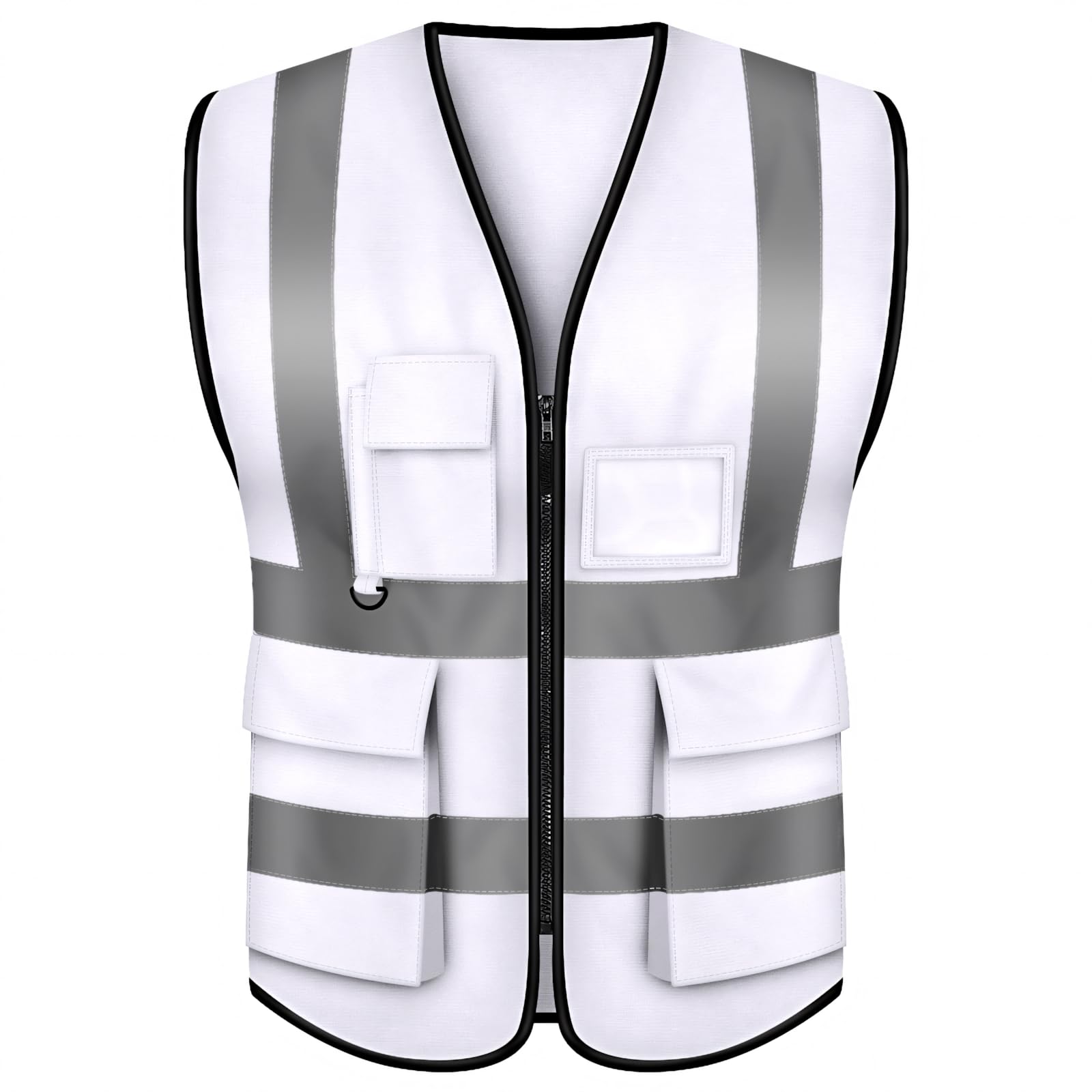 TOPTIE White Safety Vest, Incident Command Vest with 5 Pockets and High Visibility 2" Reflective Strips