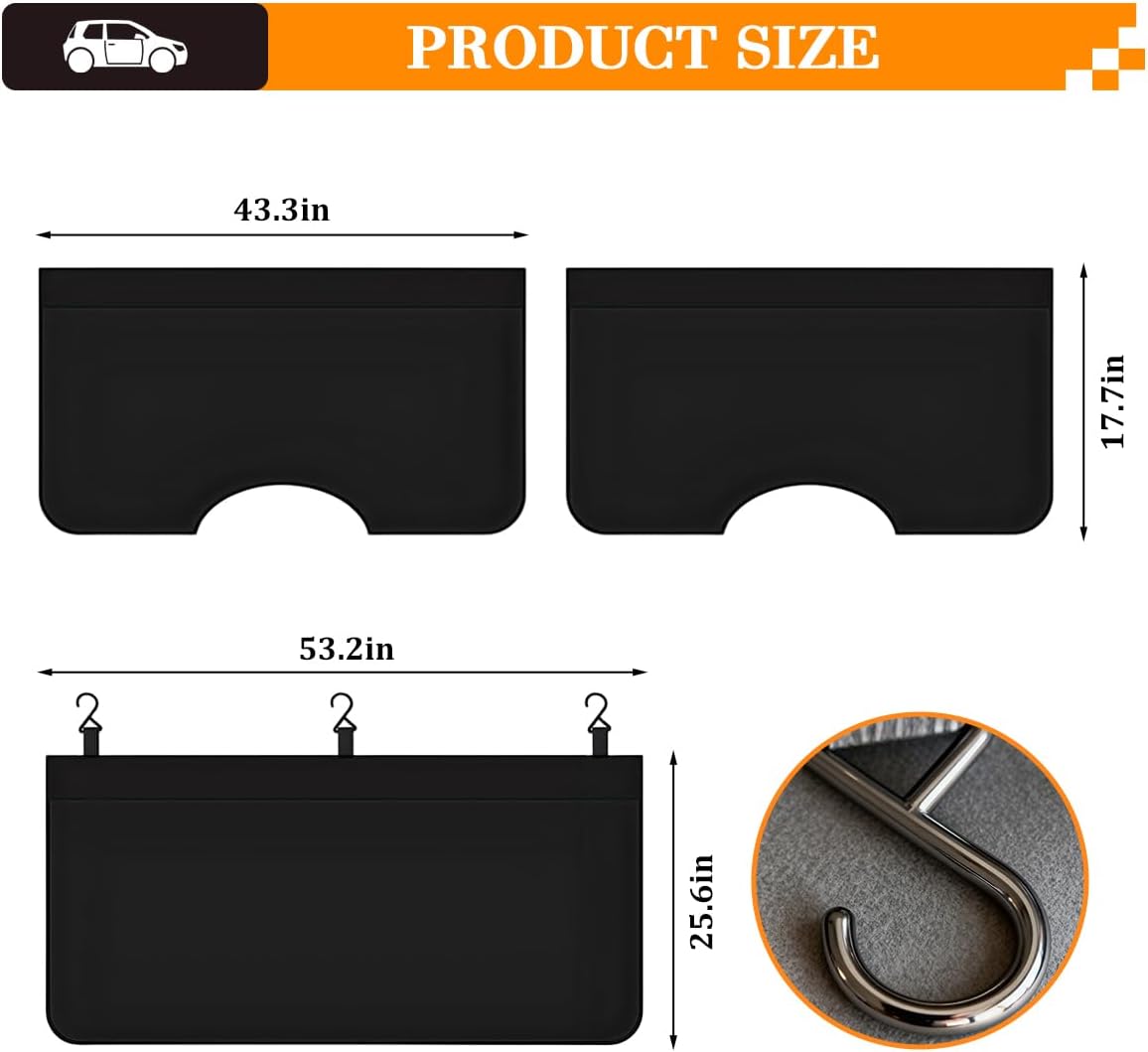 3PCS Car Fender Cover, PU Leather Strong Magnetic Vehicle Fender Cover Mat with Hook, Magnet Auto Repair Work Protector Pad for Mechanics, Universal for Most Vehicles (Medium/Black)