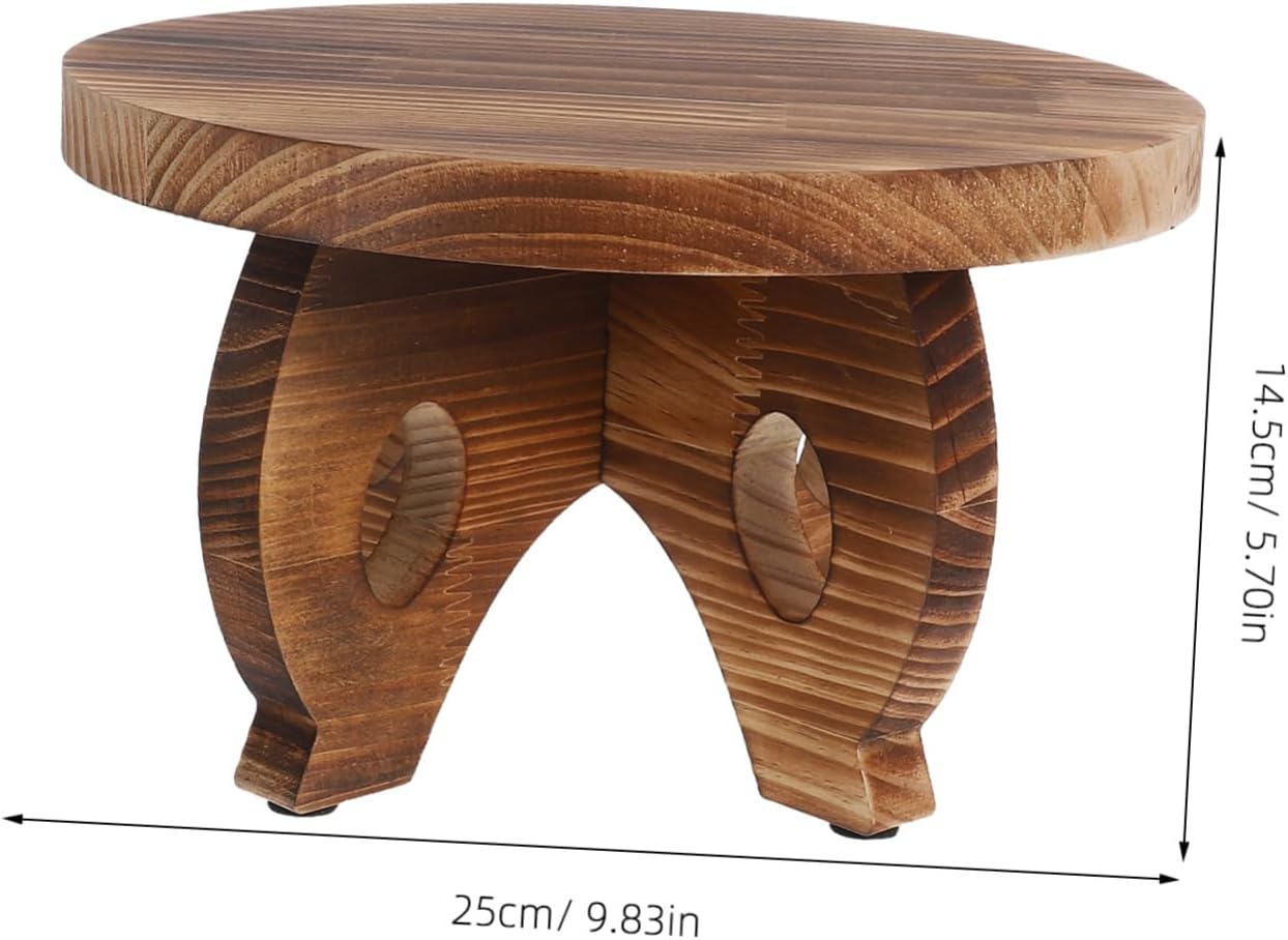 Wood Plant Stand Indoor Round Base Rustic Wooden Pedestal Display Riser for Flower Pots Small Plant Holders and Bonsai for Home Decor and Garden Use