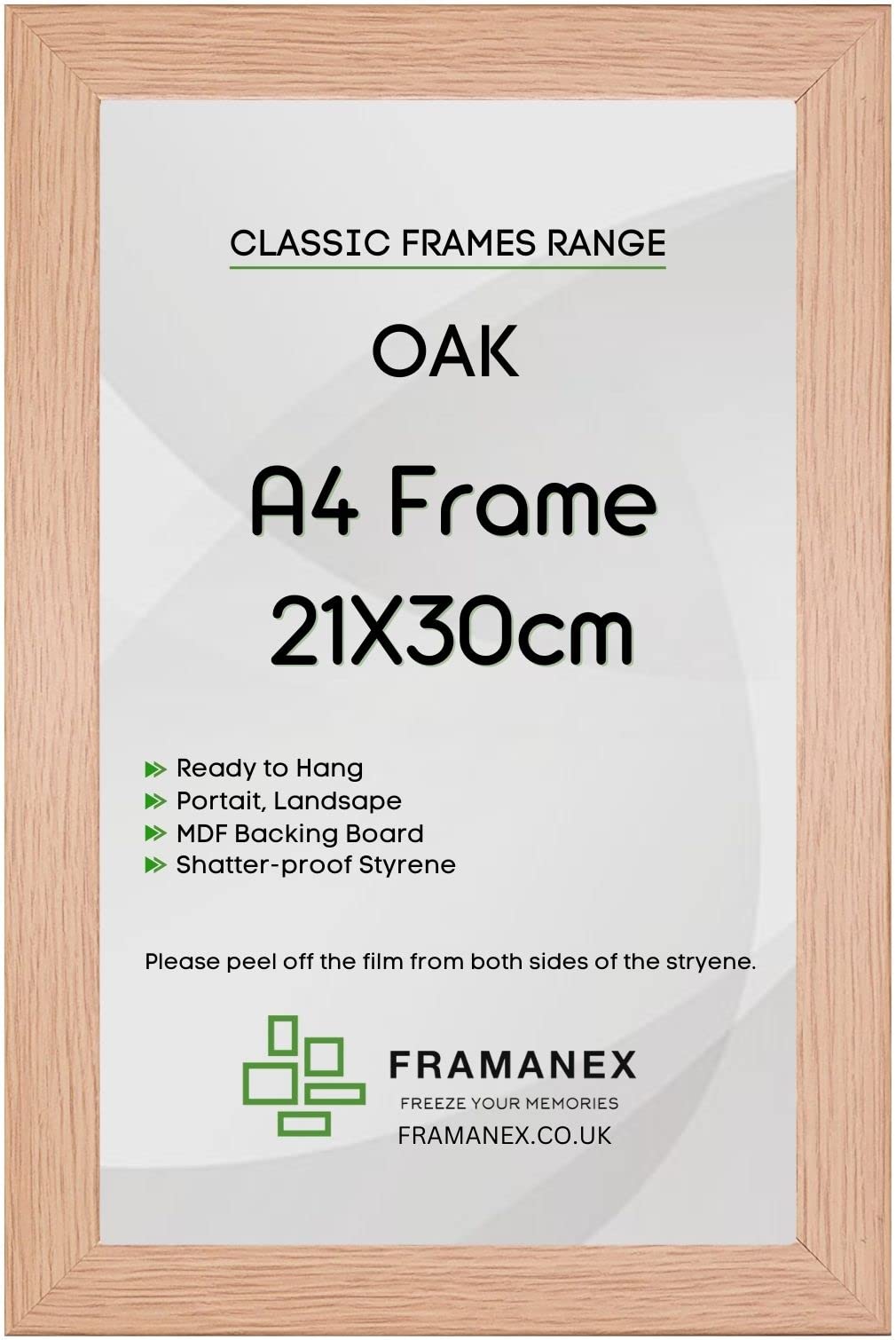 Framanex Oak A4 Frame, Family Picture Photo Poster Frames | Modern, Wood Finish, Landscape, Portrait Wall Hanging Picture Frames A4 Rectangle Picture Frame [Oak]