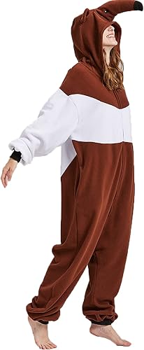 Pijama unisex rosa con diseño de dibujos animados y animales de una pieza disfraz de Halloween ropa de dormir para el hogar cierre de cremallera