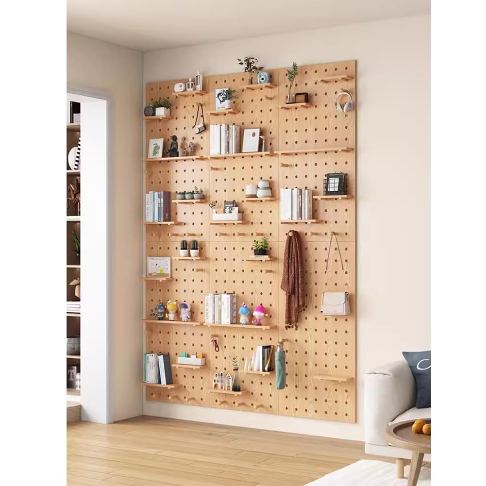 Panneau perforé modulaire combiné beige 40x60cm comme organiseur mural de bureau