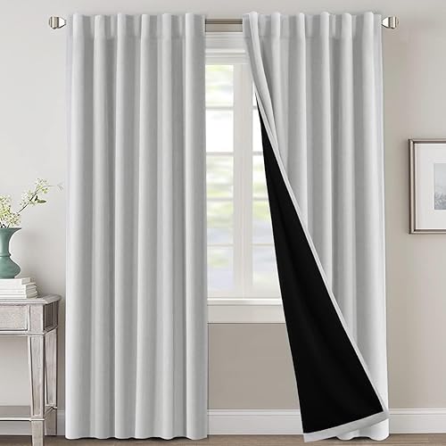 Miniatura 62 de H.VERSAILTEX Cortinas 100% opacas para dormitorio con forro negro, cortina de oscurecimiento de habitación completa de 84 pulgadas de largo, con