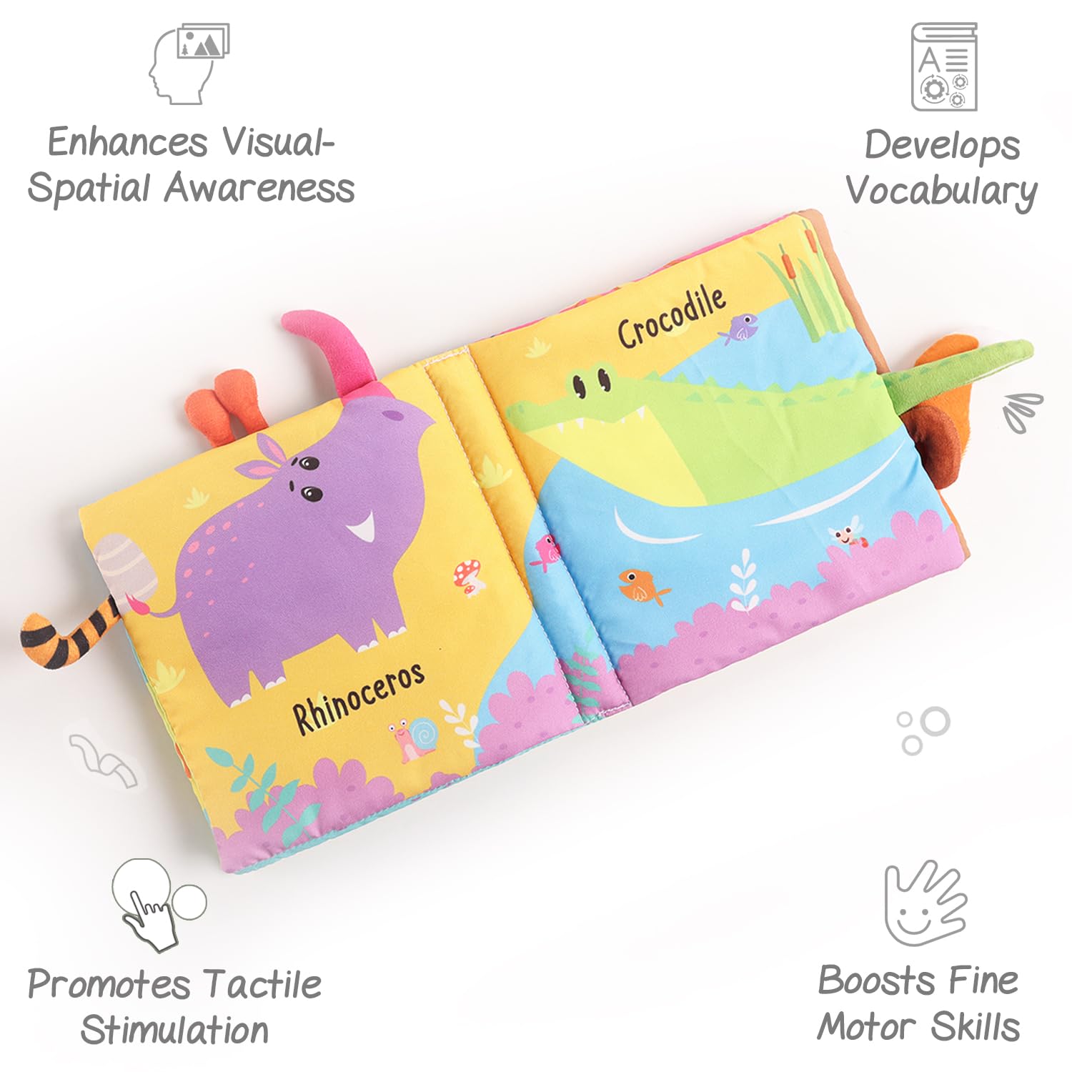 FIRSTCRY INTELLIBABY Wild Tails Sensory Cloth Book for 0+ Months