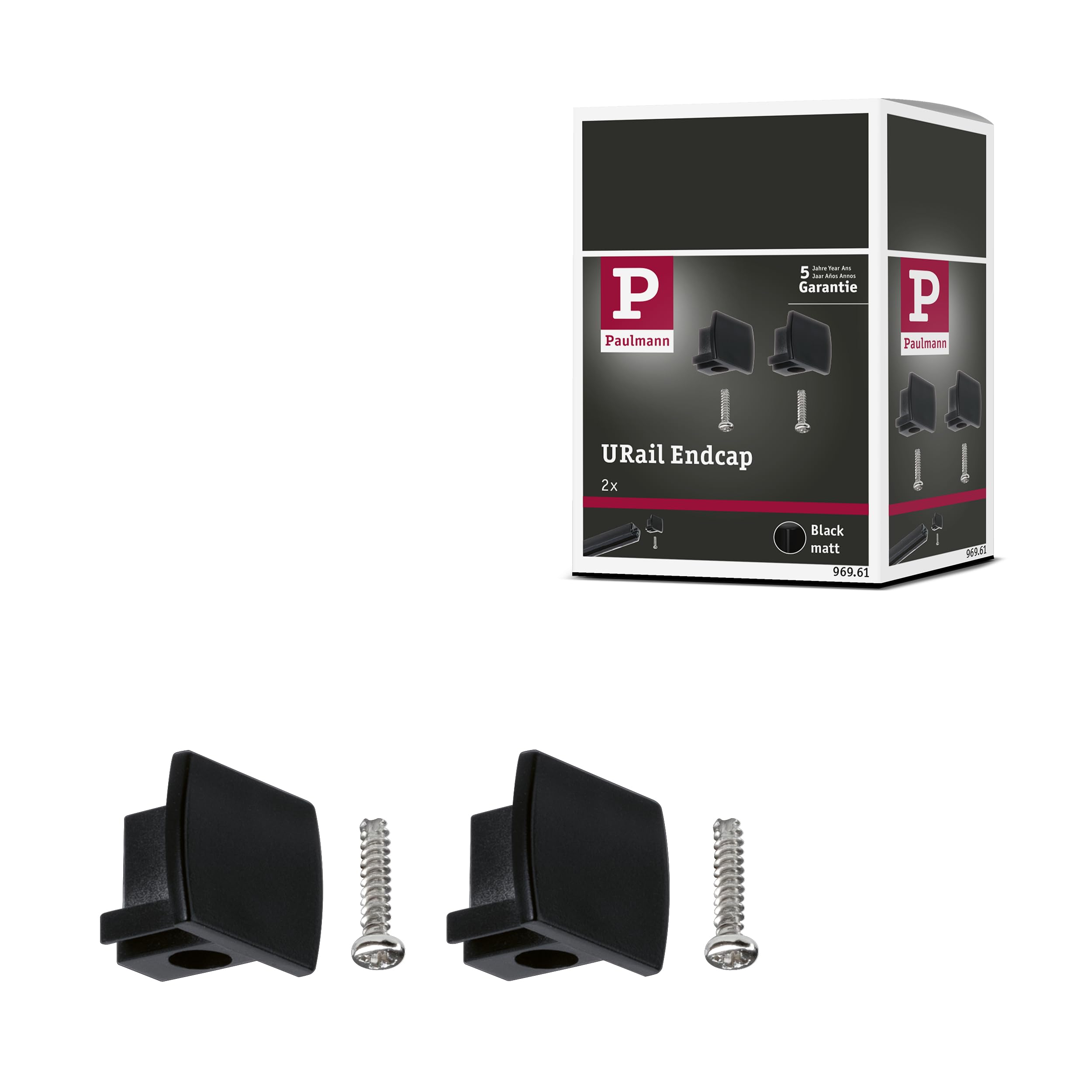 Paulmann 96961 URail Connector 2-Piece Set end Cap 2-Piece Set 13x21mm Black matt Rail System