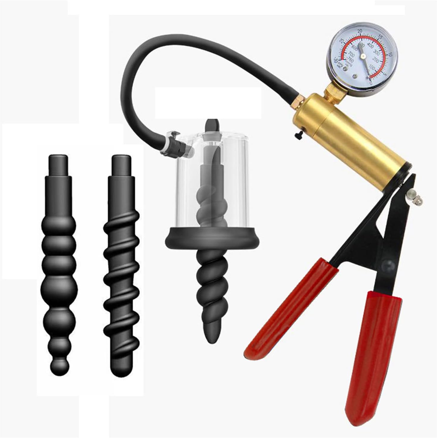 Anal Expansion Negative Pressure Device with 3 Threaded Anal Plugs G-Point Stimulation Anal Training Vacuum Pump Toy(A)