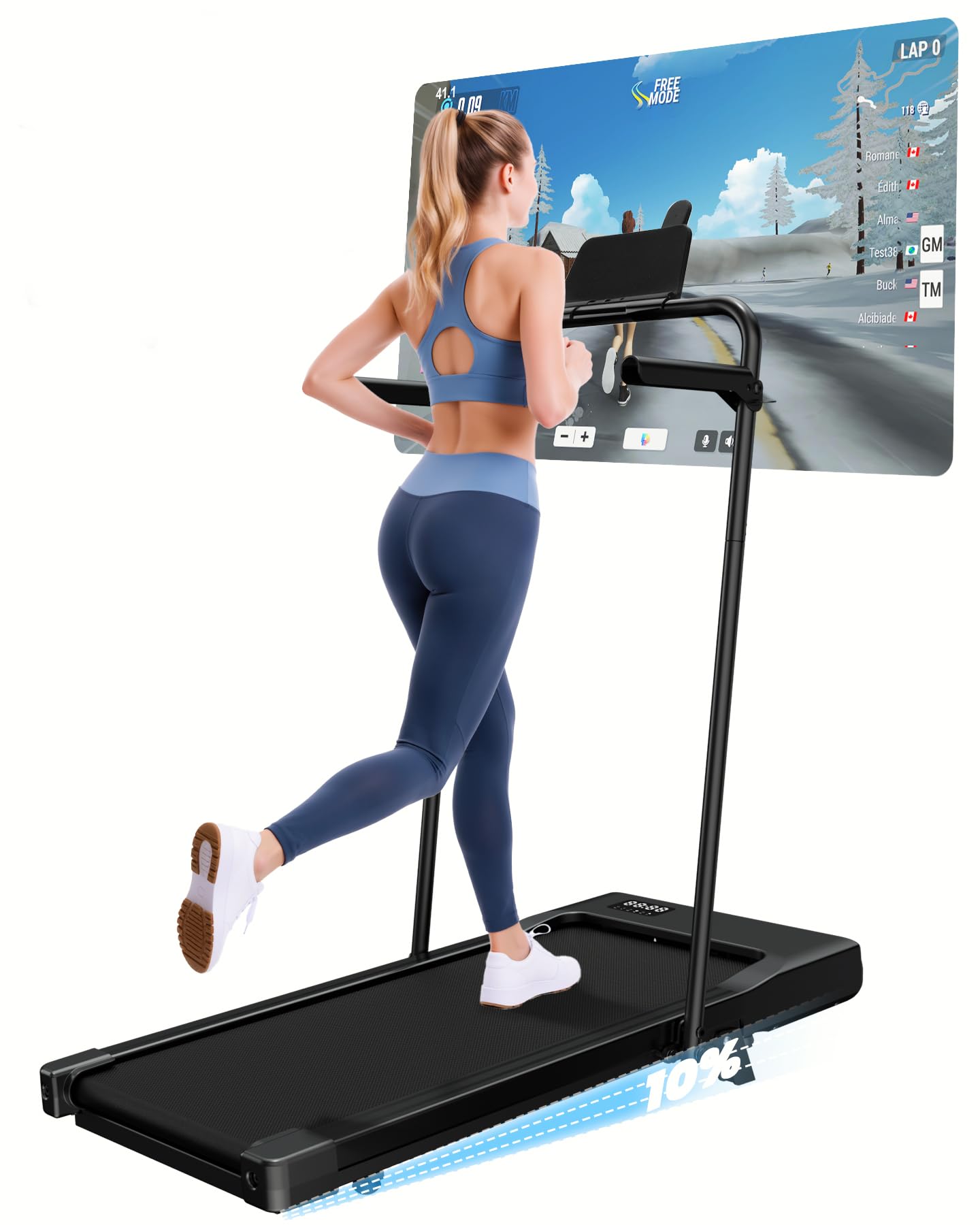 Superun Tapis Roulant Salvaspazio Pieghevole 1-12km/h con Inclinazione 10% | Tapirulan Elettrico Pieghevole 3,0 CV Mini Walking Pad Massima di 136 kg,Schermo LED, Telecomando, Controllo tramite APP