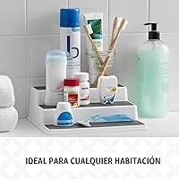 Vista 4 de Copco Organizador de especias de 3 niveles para armario o despensa, estante escalonado antideslizante de 10 pulgadas, diseño blanco/gris que