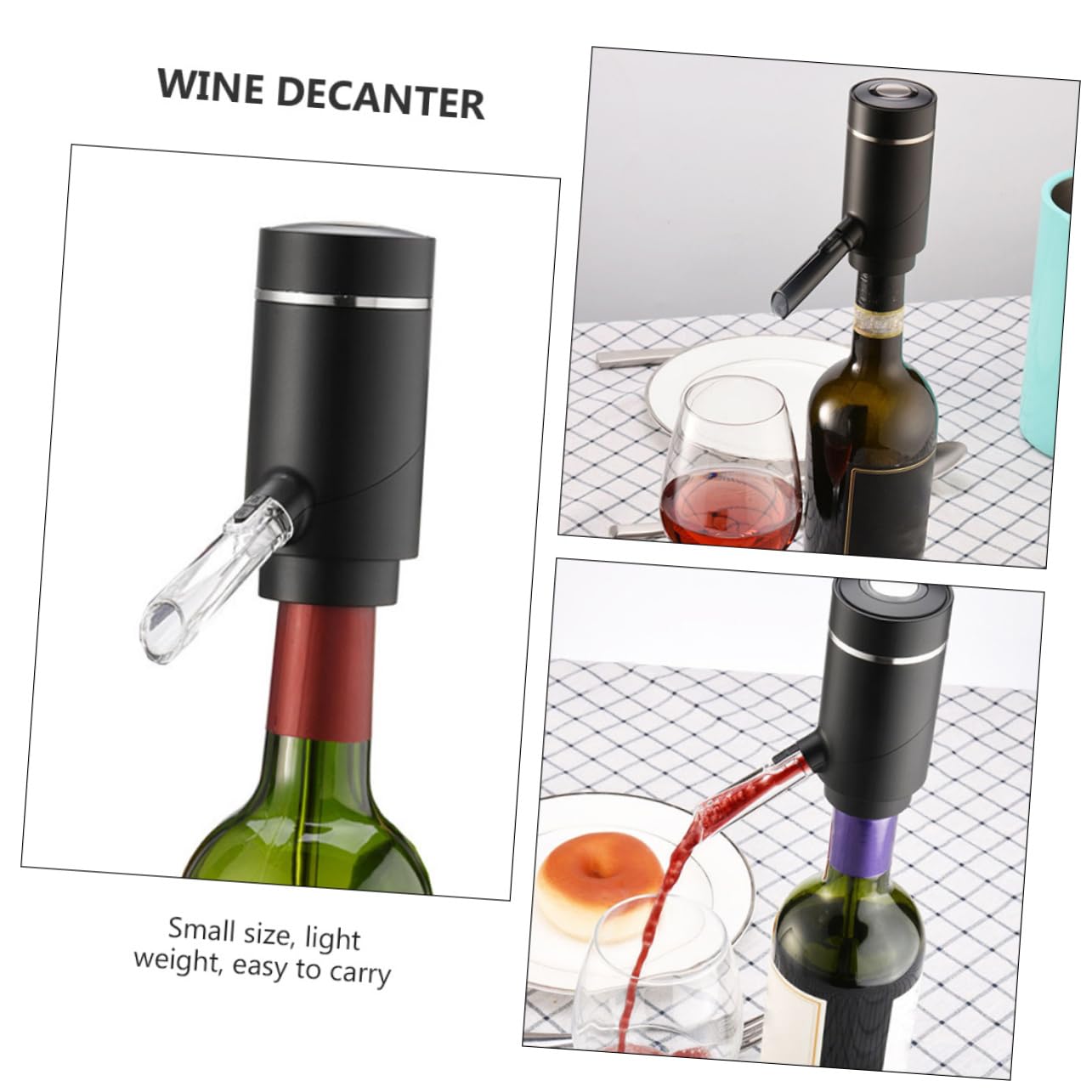 Ciieeo Aérateur de Vin Électrique Noir, Verseur de Vin 1 Pièce