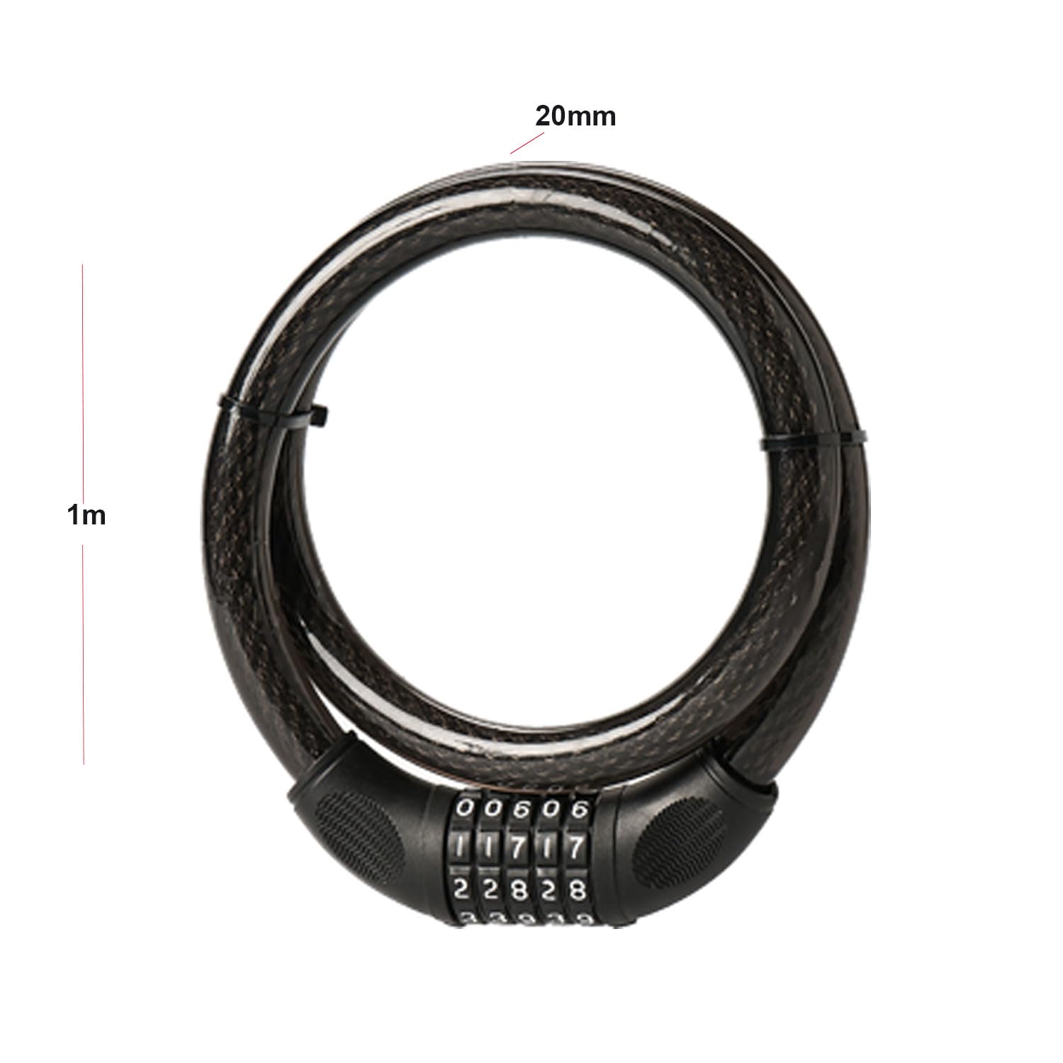 Linka zabezpieczająca do roweru z zamkiem szyfrowym Master Lock 8282EURDPRO, linka 1 m, kolor czarny.