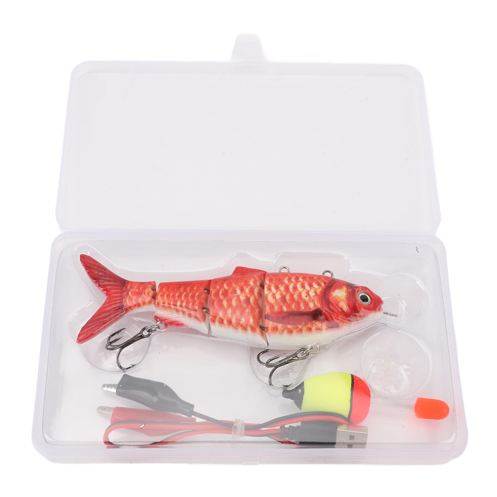 CHICIRIS Esca da Pesca Elettrica, Esca Robotica Ricaricabile USB Multi Snodata con Luce LED e Programma di Nuoto dei Pesci Simulato, per la Pesca D'Acqua Dolce