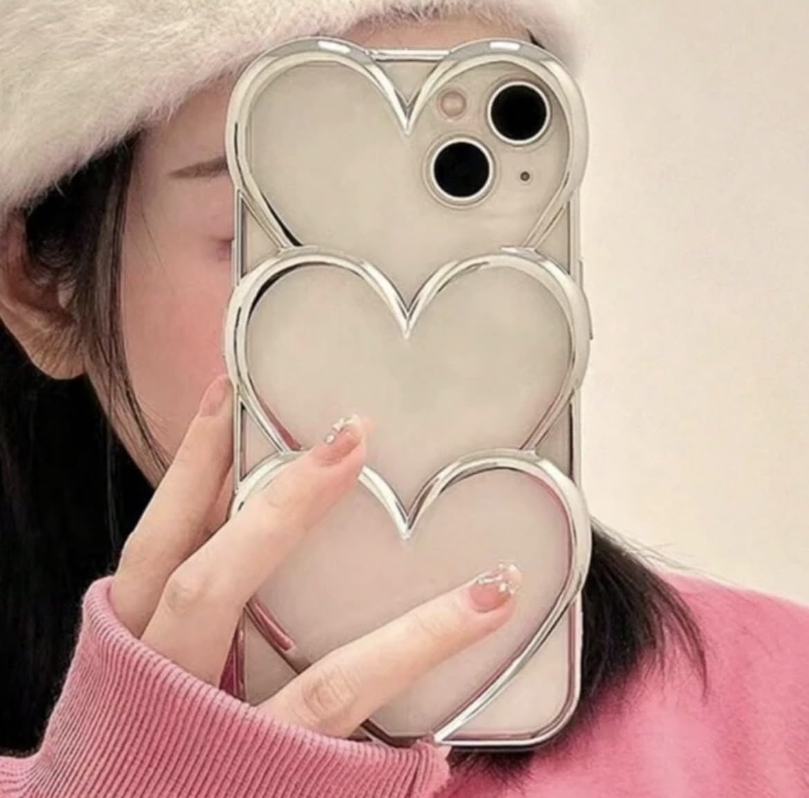 Amazon.co.jp: アイフォン15ケース トリプルハート 耐衝撃 おしゃれ