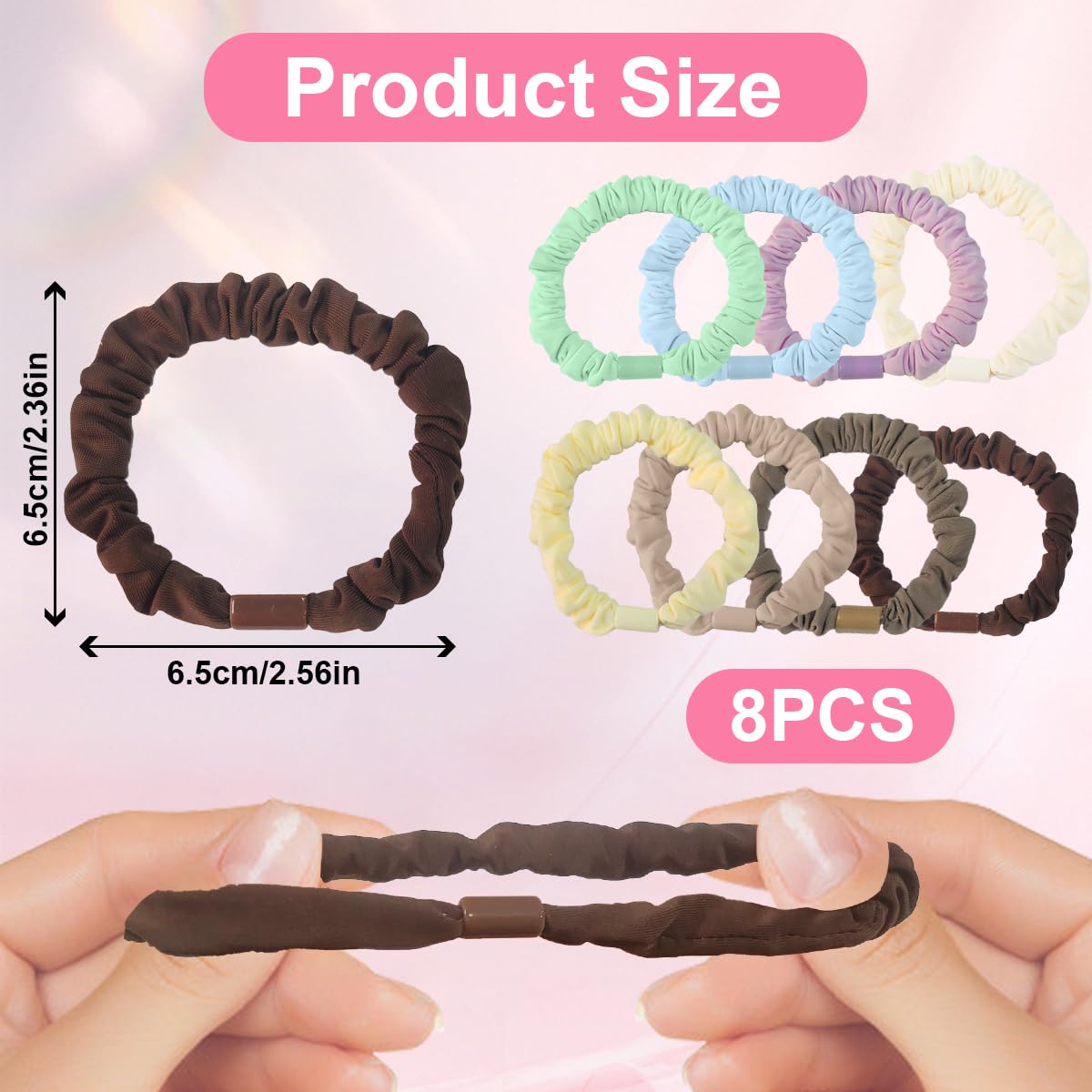 8 Pack Mulberry Silk Skinny Scrunchies - Image 2