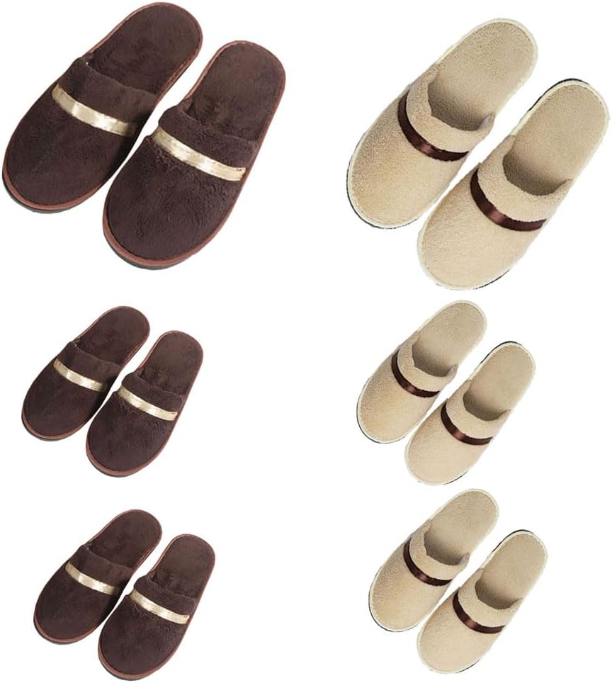 6 Pairs Spa Slippers, Closed Toe House Slipper for Guest Non Slip Disposable Indoor Slippers, Washable Reusable, Bulk Slipper Pack for Indoor,Spa, Wedding, Travel, Party