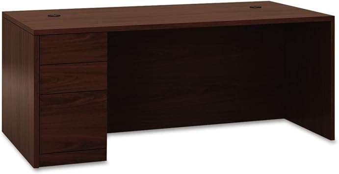 HON 105896LNN 10500 Series L Single Ped Desk, Left Full-Height Ped, 72 x 36, Mahogany