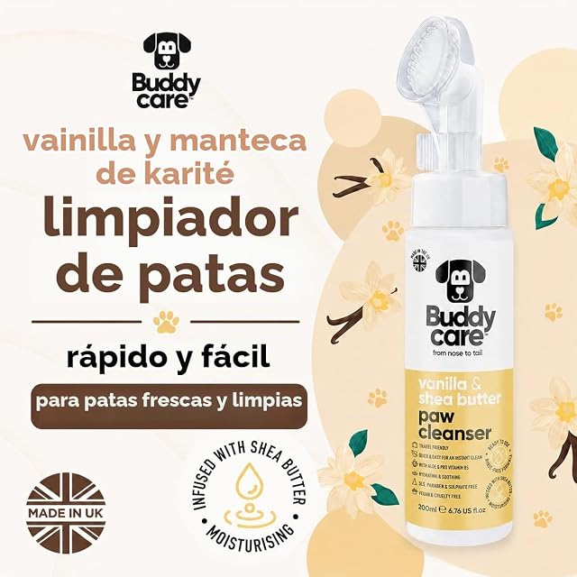 Foto 2 de 8 de Buddycare Limpiador de patas de perro, vainilla y manteca de karité perfumado 200 ml