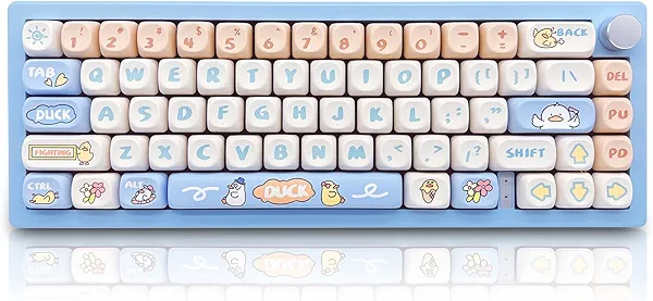 ZMX Cute Duck Keyboard Keycaps,MOA Profile 139 Keys Custom Keycaps Set Thick PBT Dye Sublimation Kawaii Round Key Cap for Cherry MX Switch 75% 60% 100-Percent Mechanical Gaming Keyboard