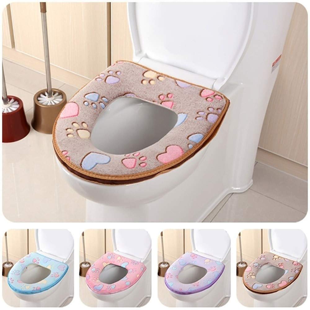 ZIVIK Toilet Seat Cover Pads, Washable Toilet Seat Cushion Mat Winter Washable Toilet Seat Lid Cover Pads, Cleaning Comfortable 3