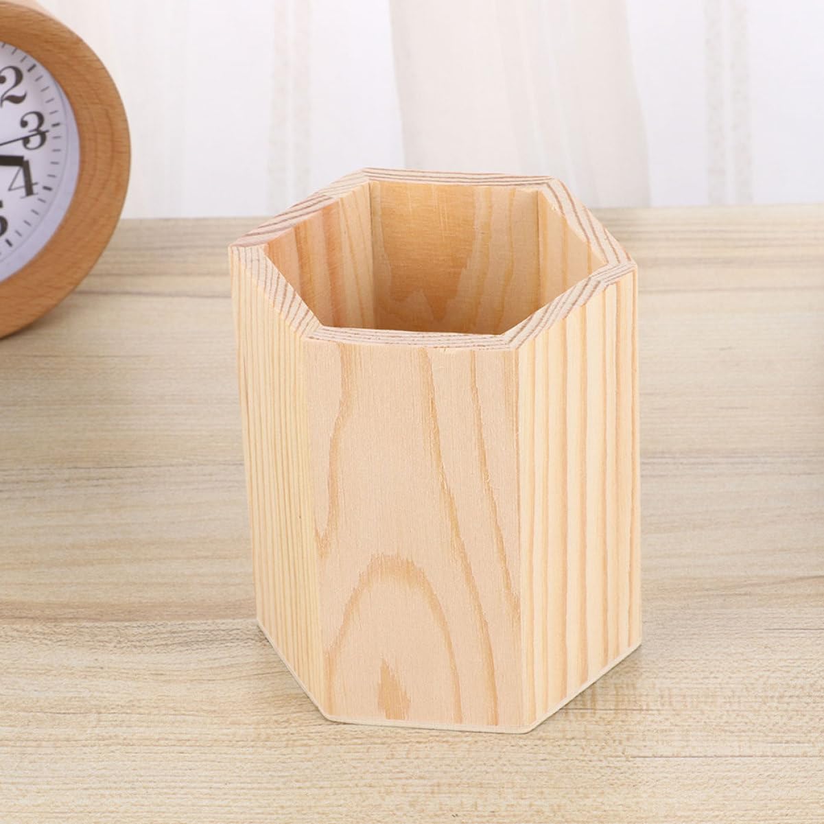 PRETYZOOM Set 4 Portapenne in Legno per Ufficio e Fai da Te, Contenitori Porta Penne Khaki per Organizzare Articoli di Cancelleria e Piccoli Oggetti