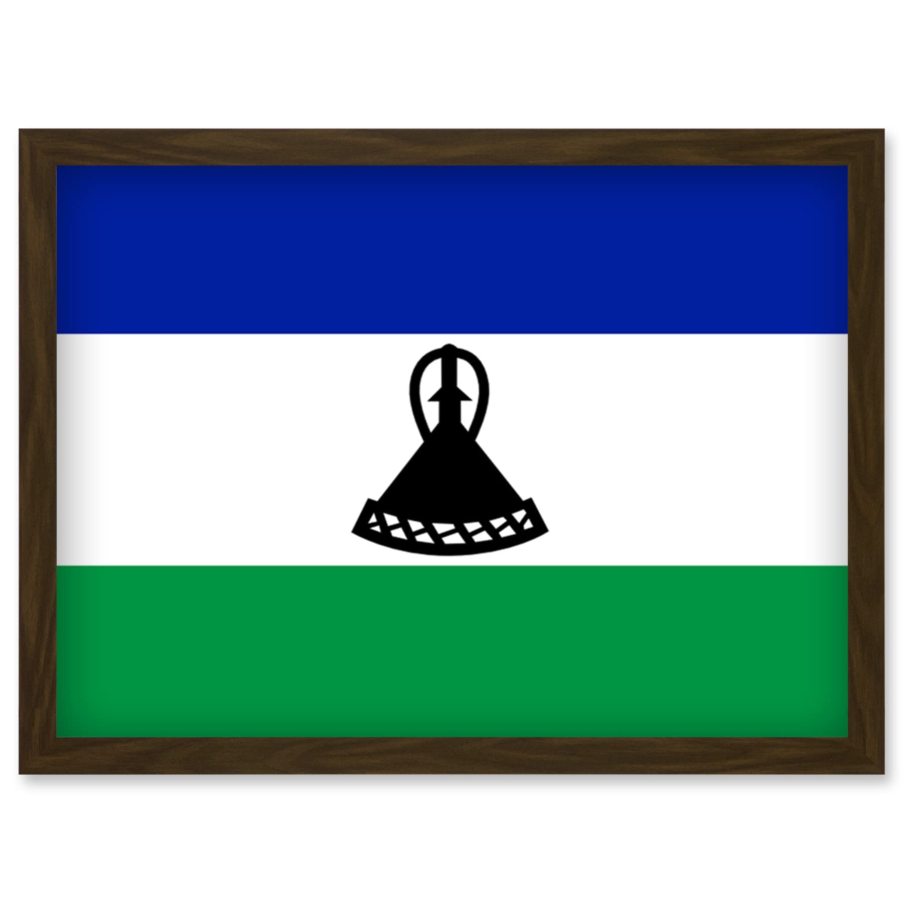 Artery8 Lesotho National Flag Patriotic Vexillology World Flags Country Region Poster Artwork Framed Wall Art Print A4