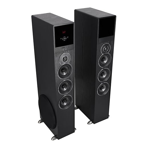 Rockville TM150B Powered Home Theater Tower Speaker System, Black, 1000W, 10" Subwoofers, Bluetooth, USB/SD Playback, FM Radio, Remote Control, Karaoke Ready, Perfect for Home Entertainment