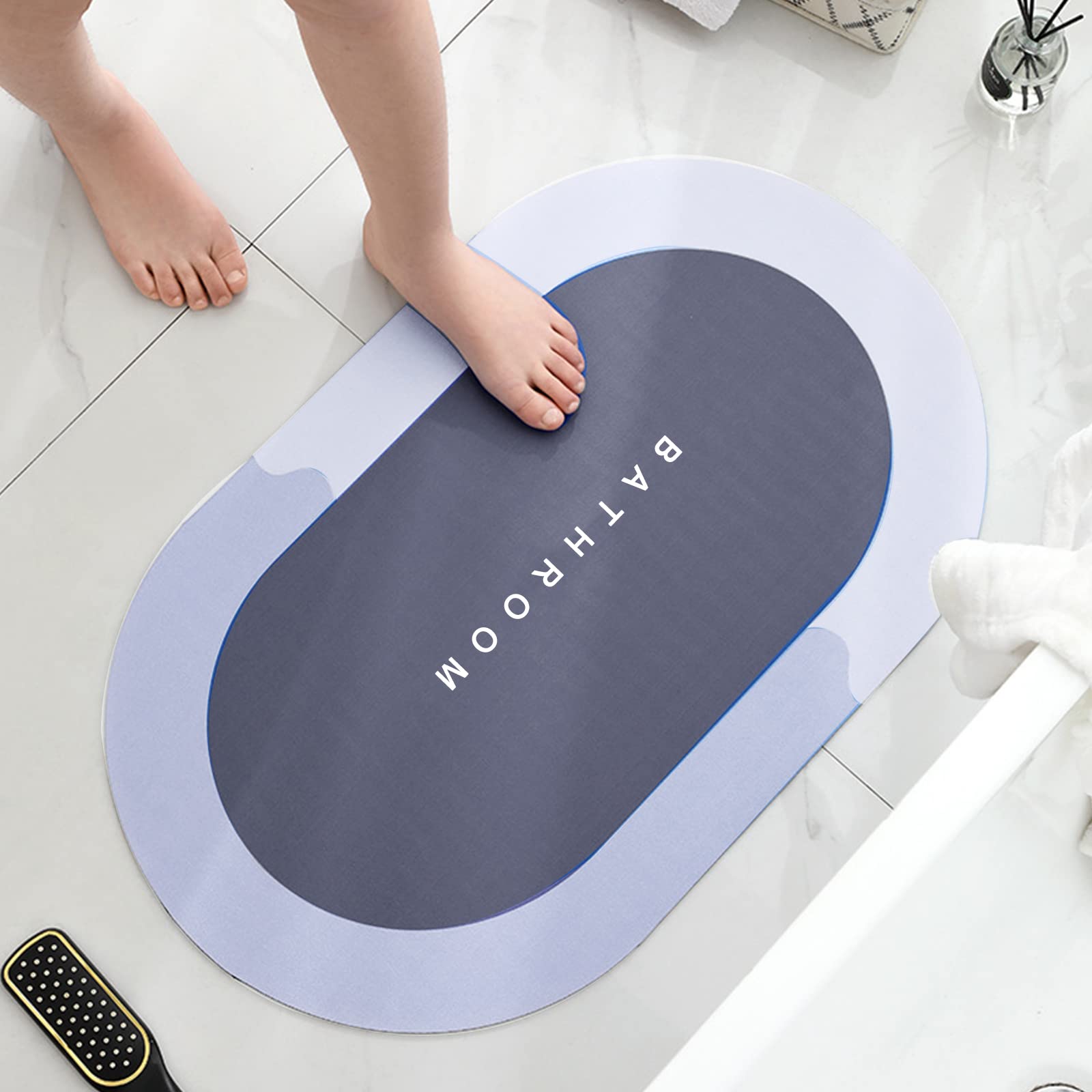 Tappetino da bagno antiscivolo, in microfibra, morbido, lavabile, super morbido e assorbente, per doccia, bagno, 40 x 60 cm, colore: marrone