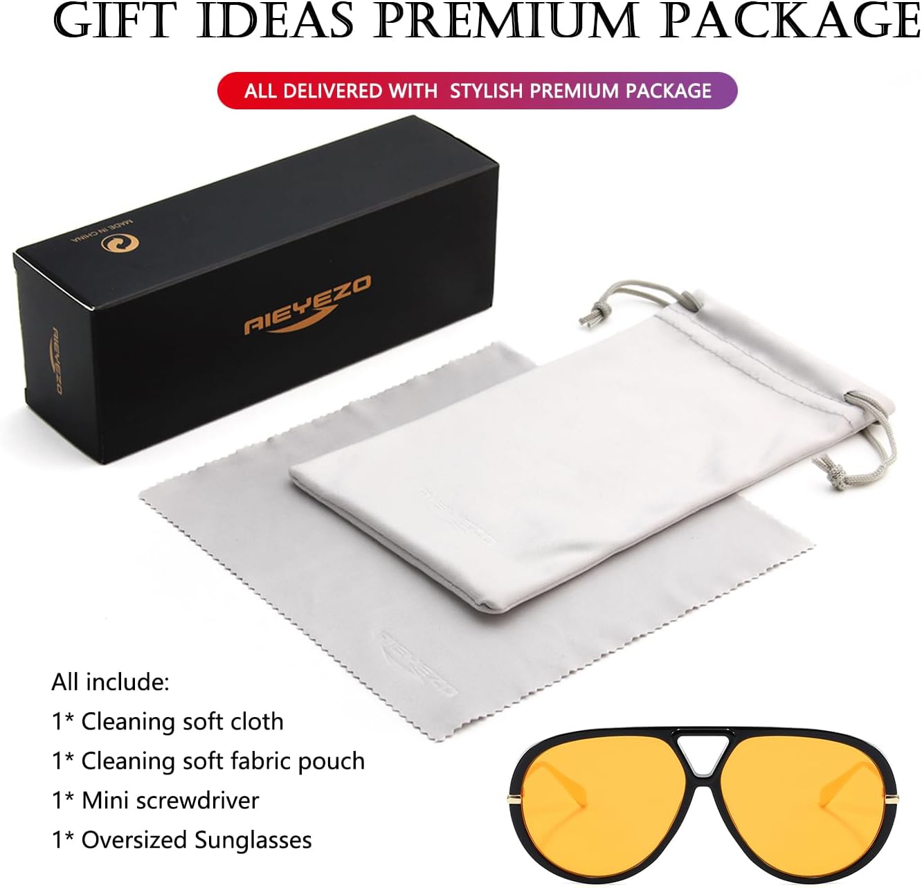 AIEYEZO Oversized Aviator Sunglasses Women Men Fashion Retro Big Frame Sun Glasses Designer Ladies Shades - Image 7