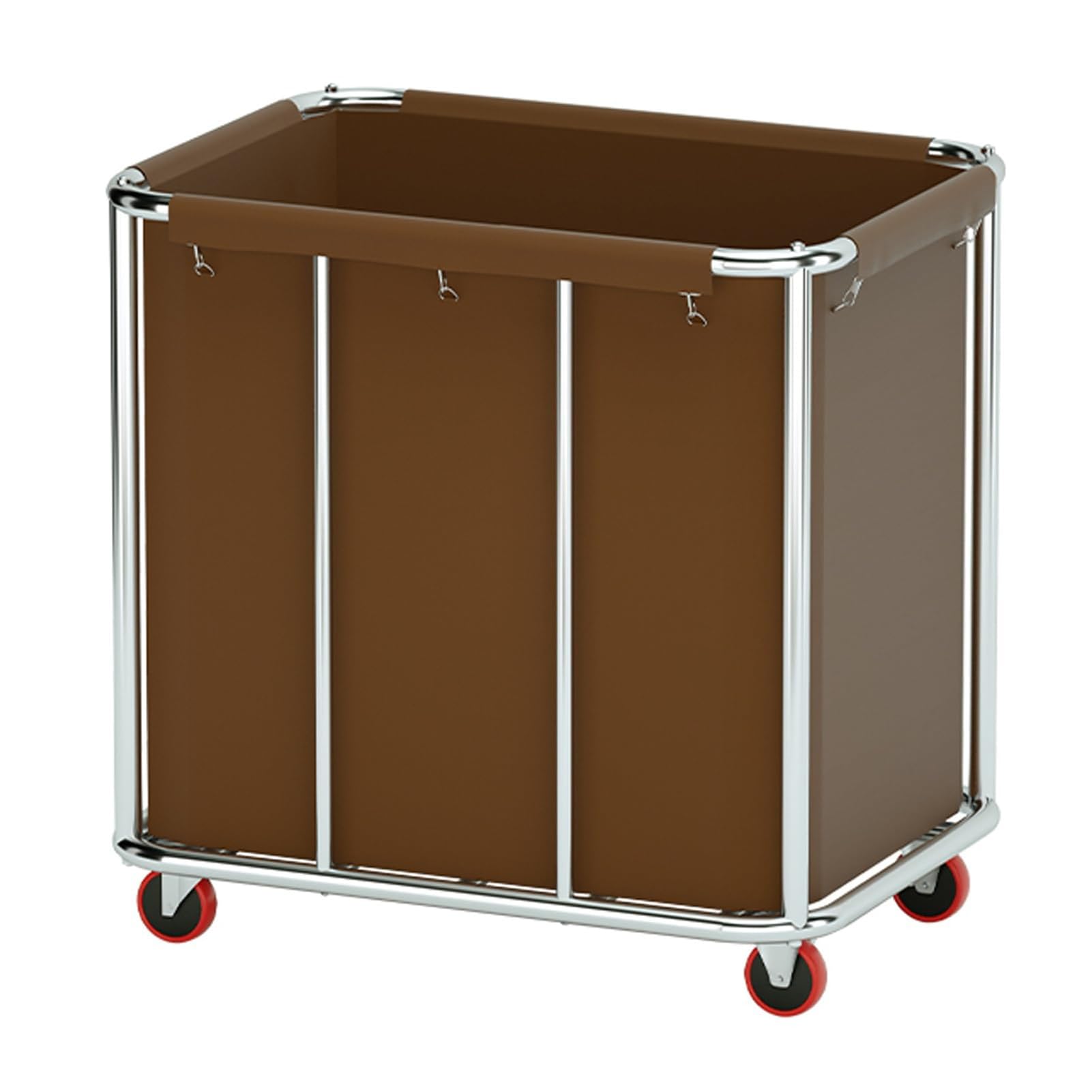 Carrito de lavandería resistente con bolsa de forro de lona extraíble, carrito de servicio de acero inoxidable con ruedas para un mantenimiento eficiente