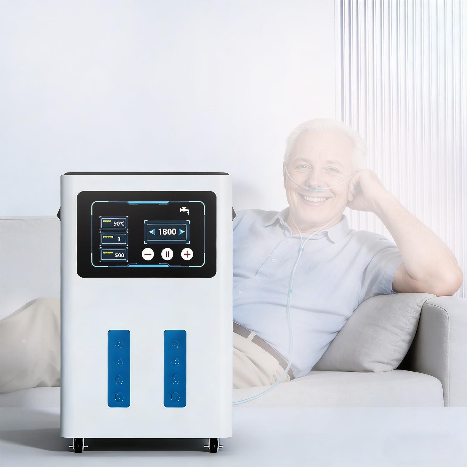 Inhalator Wodorowy 900-1800 Ml/Min, Inhalator Wodorowy O Dużym Przepływie Z Technologią SPE/PEM Wysokiej Czystości 99,99% Łatwy W Użyciu Do Użytku W Sypialni(1800ML)