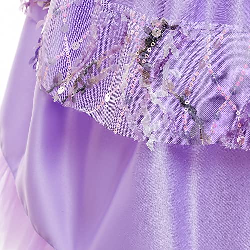 Robe de princesse élégante violette à paillettes filles - 4