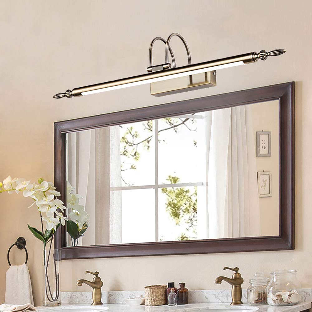Luce a LED Regolabile Vinta per Specchio da Bagno 9W Bianco Caldo 3000K Applique da Parete e Bronzo h Illuminazione Frontale Ele per Un Arredamento Elegante